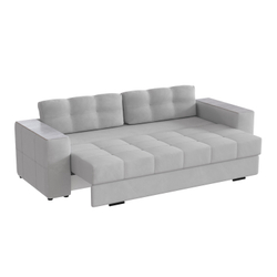 Диван раскладной Виконт, светло-серый/мдф холст белый