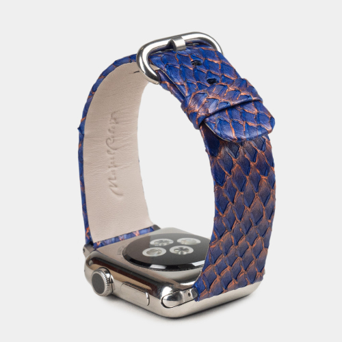 Ремешок для Apple Watch 40/41/42 mm из кожи лосося, цвета сине-оранжевый градиент