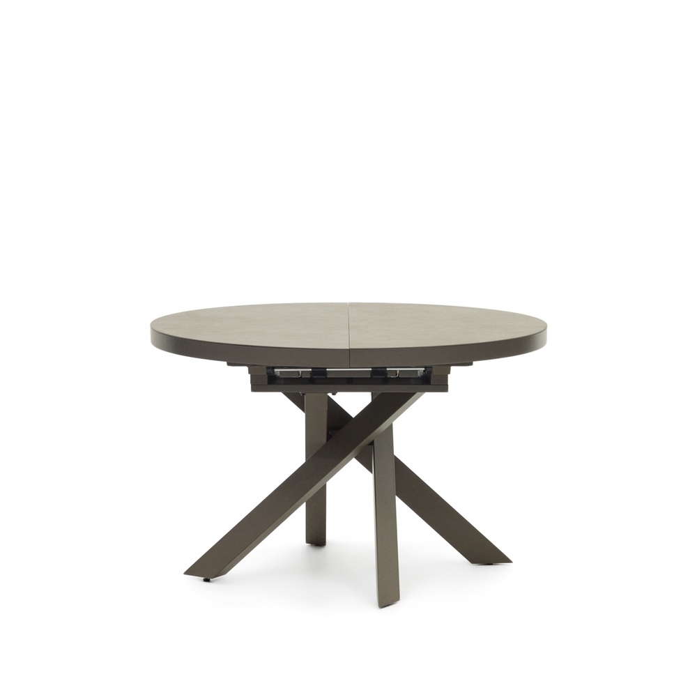 Vashti Круглый раздвижной стол из керамики и стали с коричневой отделкой Ø 120(160) см