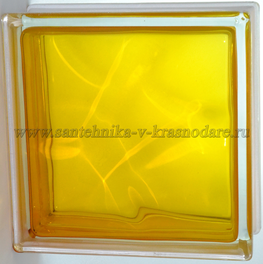 Купить Стеклоблок медовый волна окрашенный изнутри  Vitrablok  19x19x8