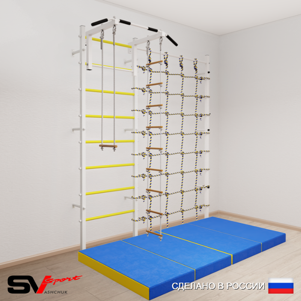 Шведская стенка Sv Sport 51840 (Турник стандарт/Лестница/Трапеция/Мат 2м/Канатный лаз)