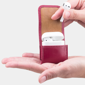 Чехол-держатель для наушников Petit Easy из натуральной кожи теленка, цвета малины