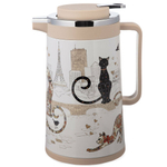 Термос 0,95л со стеклянной колбой, крышка с клапаном, серия "Парижские коты"