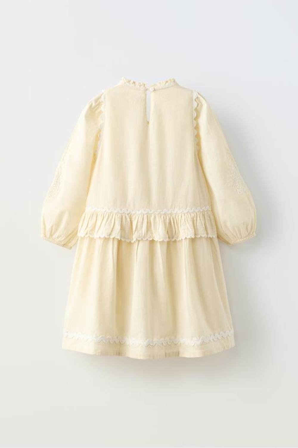 ZARA ПЛАТЬЕ С ВЫШИВКОЙ, ВАНИЛЬНЫЙ