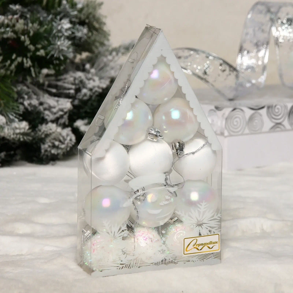 Набор украшений «Белое очарование» 4 см (набор 12 шт), Белый