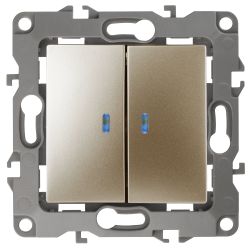 Выключатель ЭРА Серия 12 12-1105-04 двойной с подсветкой скрытой установки 10АХ-250В