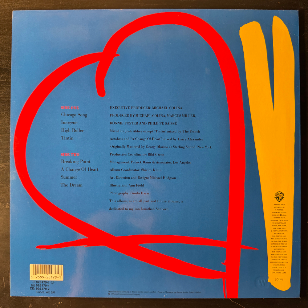 David Sanborn - A Change Of Heart (Германия 1987г.)