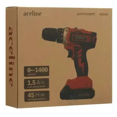 Аккумуляторная дрель-шуруповерт, щеточная, 45 Н м, Li-Ion, 1.5 А*ч, кейс