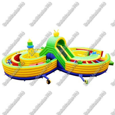 Надувная полоса препятствий "Мощный лабиринт" размер 15*8*6 м