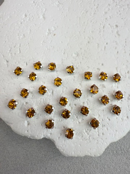 Шатоны 4 мм, Топаз в серебре, 25 шт