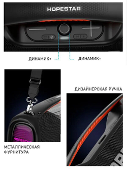 Портативная Беспроводная Bluetooth Колонка Hopestar A60, 100W / Караоке Система / Беспроводной Микрофон / Синяя