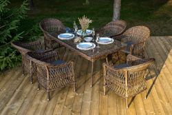 "Амароне" обеденная группа из искусственного ротанга на 6 персон, цвет коричневый