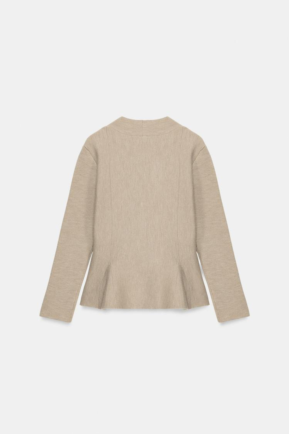 ZARA ТРИКОТАЖНЫЙ КАРДИГАН С БАСКОЙ, БЕЖЕВЫЙ