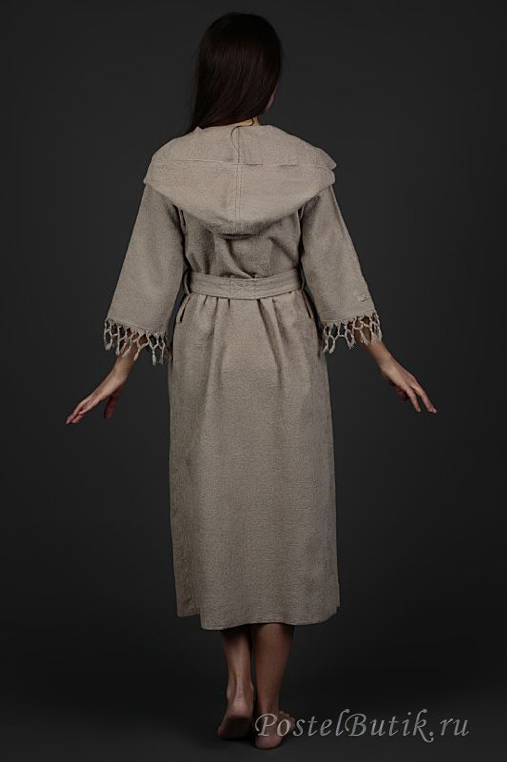 Элитный халат хлопковый Meyzer Tassels дымчатый от Hamam