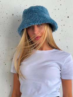 Премиальная Панама теплая из шерсти, синяя, SilverFox