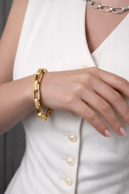 Браслет "Цепи" в золочении сатинированный