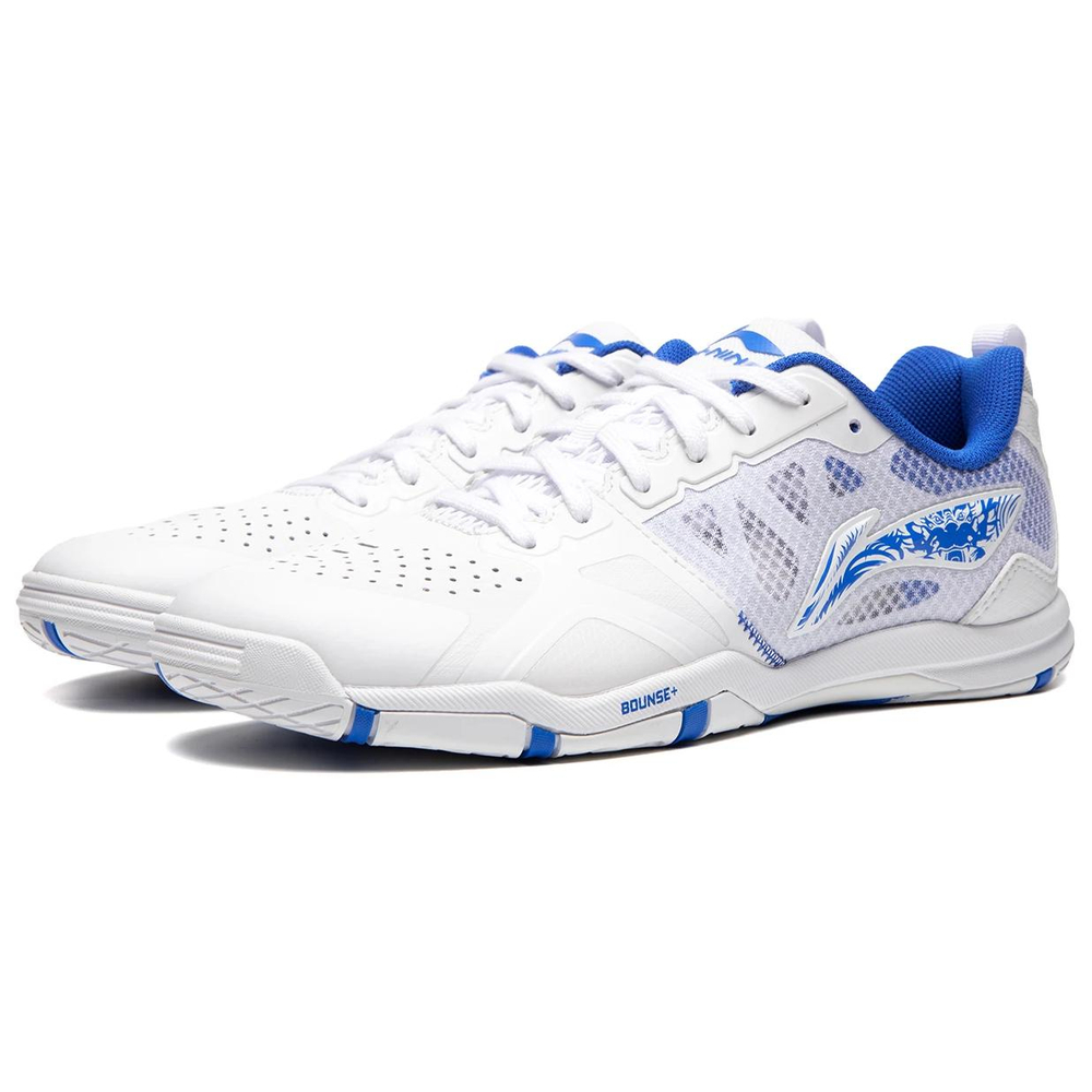 Li Ning Hawkeye 2.0 PRO Slip Resistant Abrasion Resistant Low top Table Tennis Shoes Unisex White Blue
