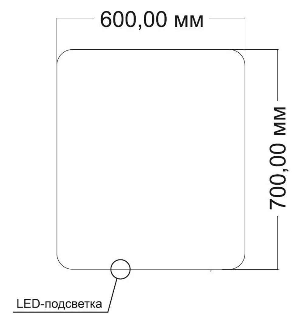 Зеркало Vincea LED VLM-3BE6007-2 600х700 c сенсорным выключателем и диммером, антизапотевание
