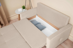 Диван Отто, шагающая еврокнижка, велюр, бежевый