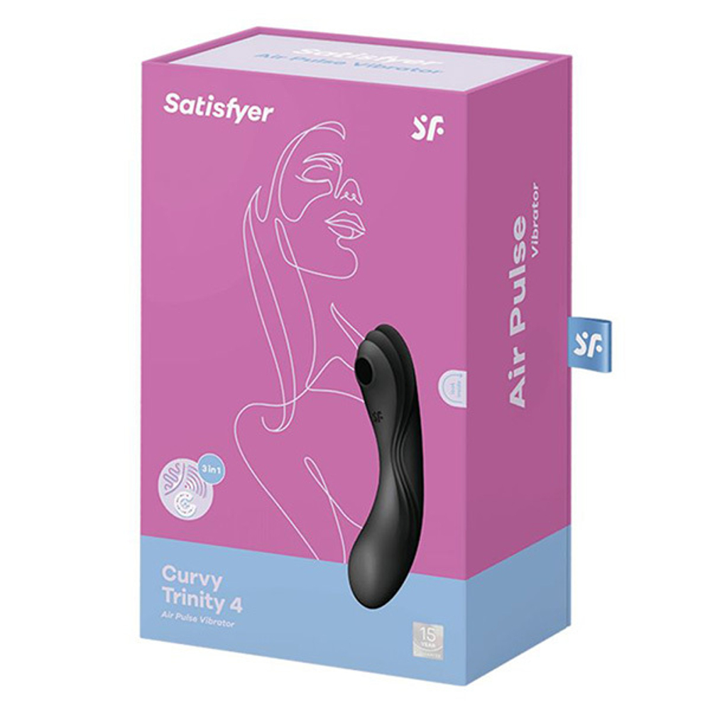Черный вакуум-волновой вибростимулятор 17см Satisfyer Curvy Trinity 4