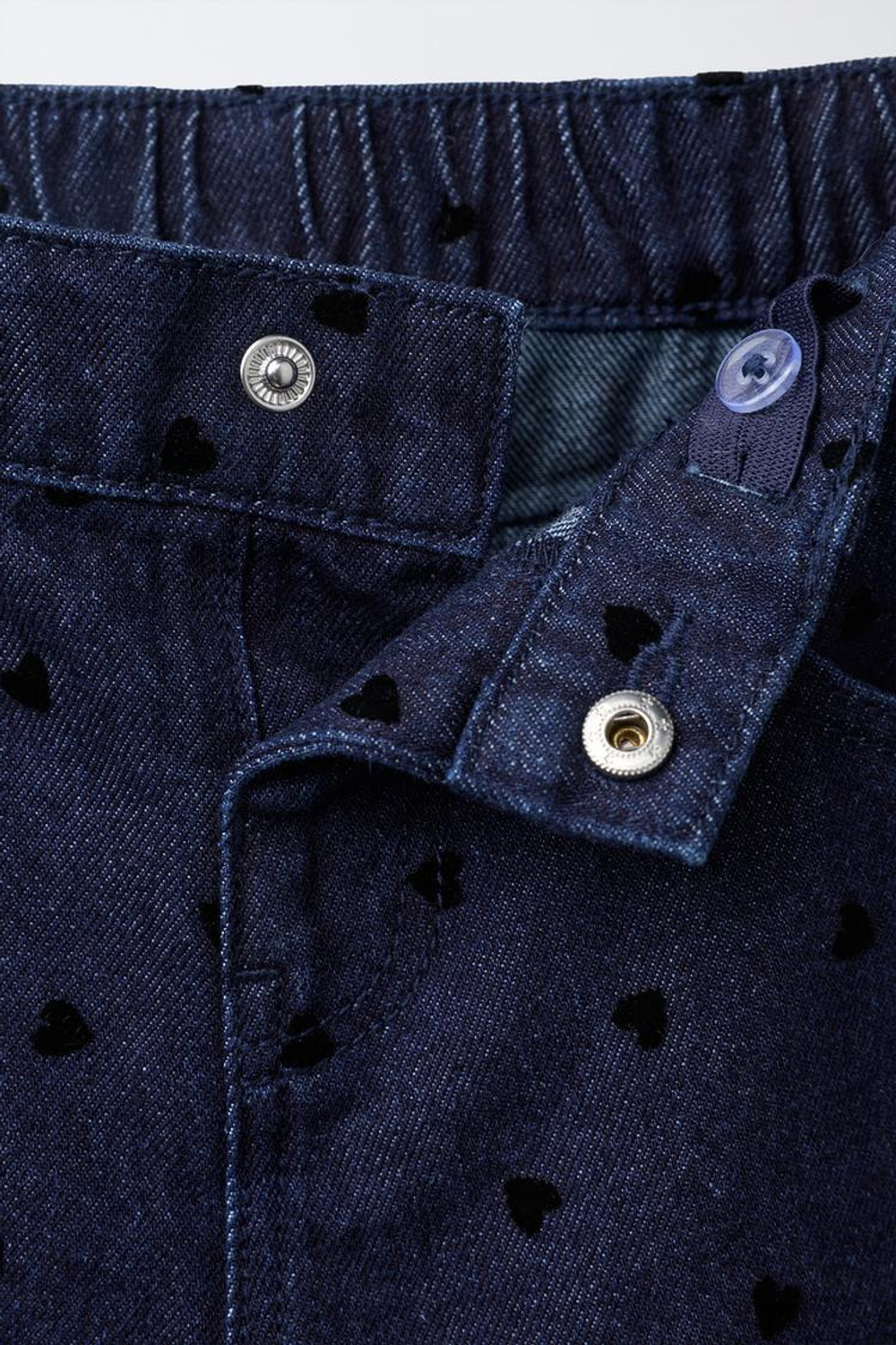 ZARA ДЖИНСЫ WIDE LEG С СЕРДЕЧКАМИ И ФЛОКОВЫМ ПОКРЫТИЕМ, СИНИЙ