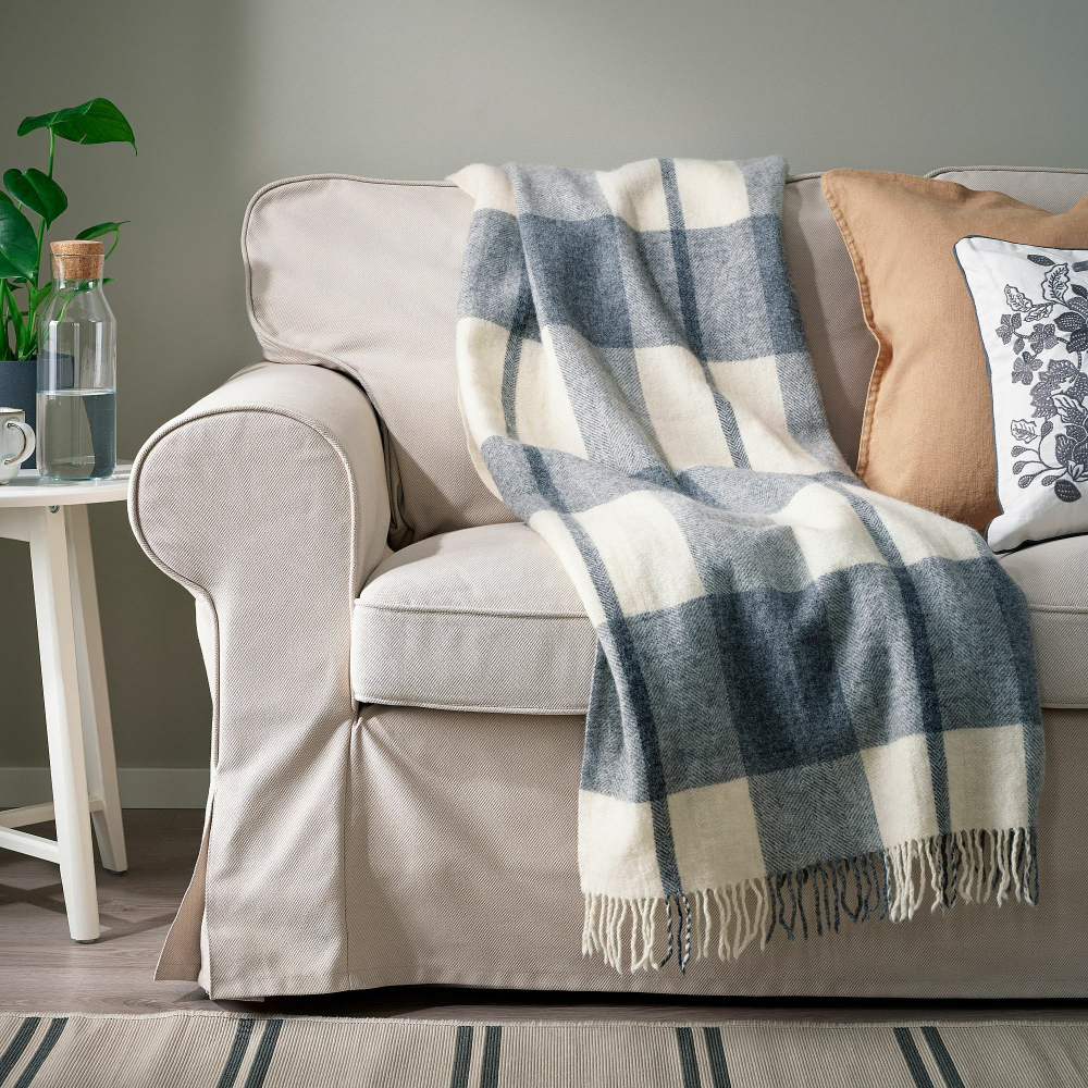 Плед IKEA MYRULL (МИРУЛЛ), Серо-синий, 130х170 см