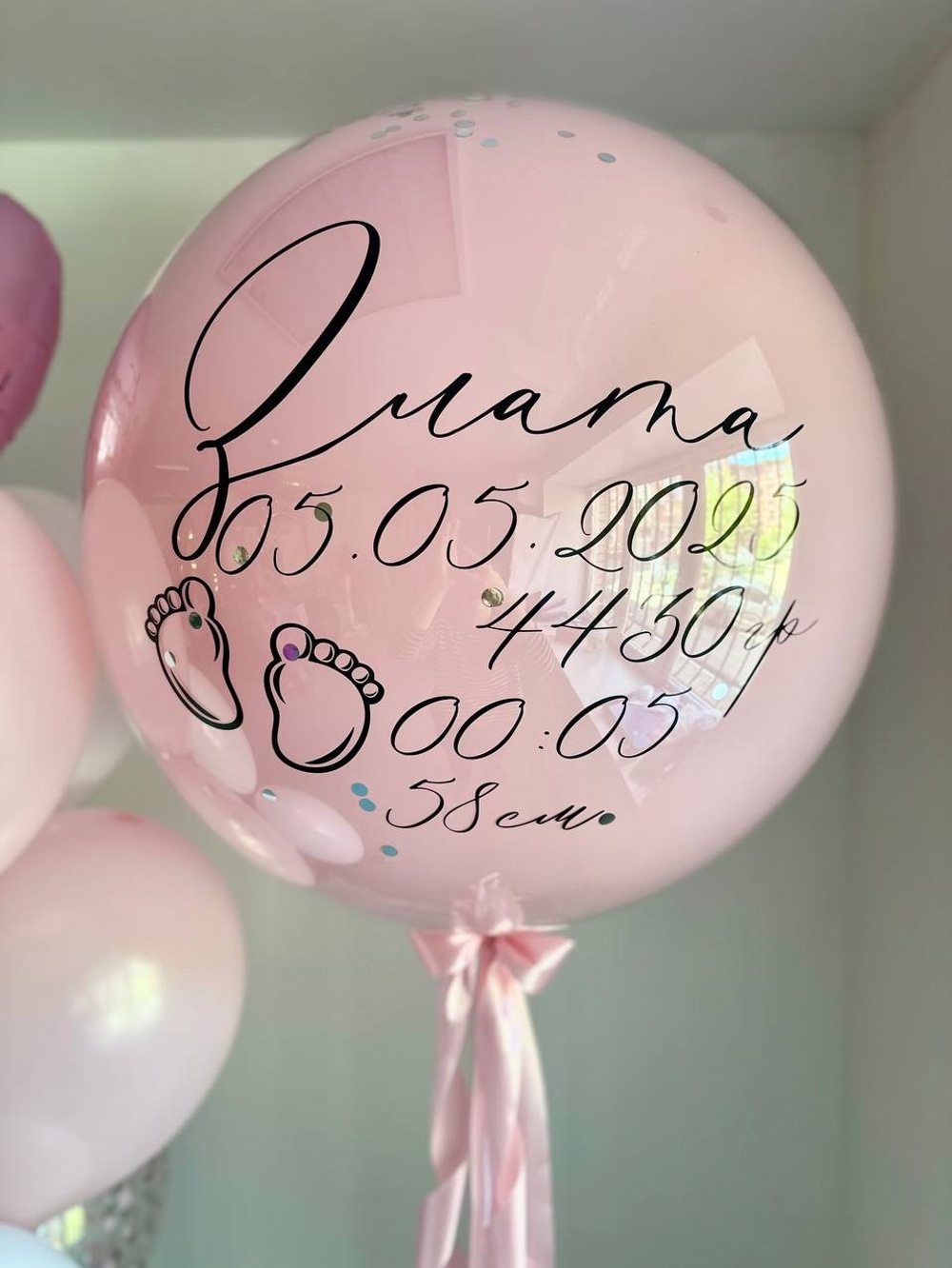 Воздушные шары на выписку из роддома розовый/белый №3269