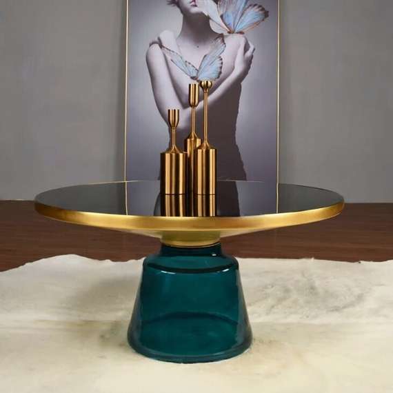 Журнальный столик Bell, Ø75х37 см, синий/черный