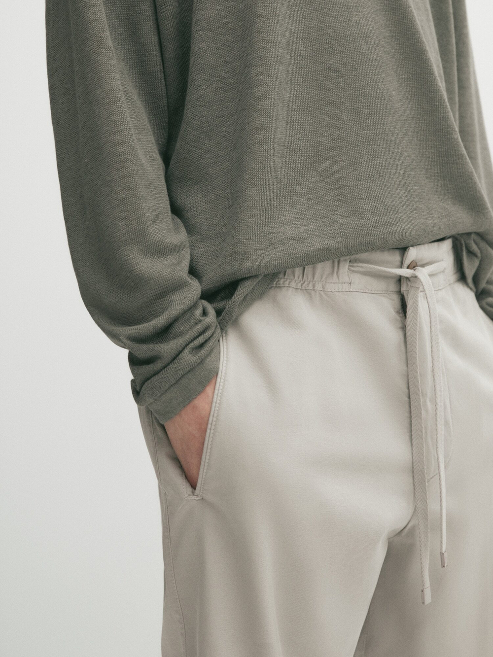 Massimo Dutti Шорты-джоггеры из смесового хлопка, бежевый