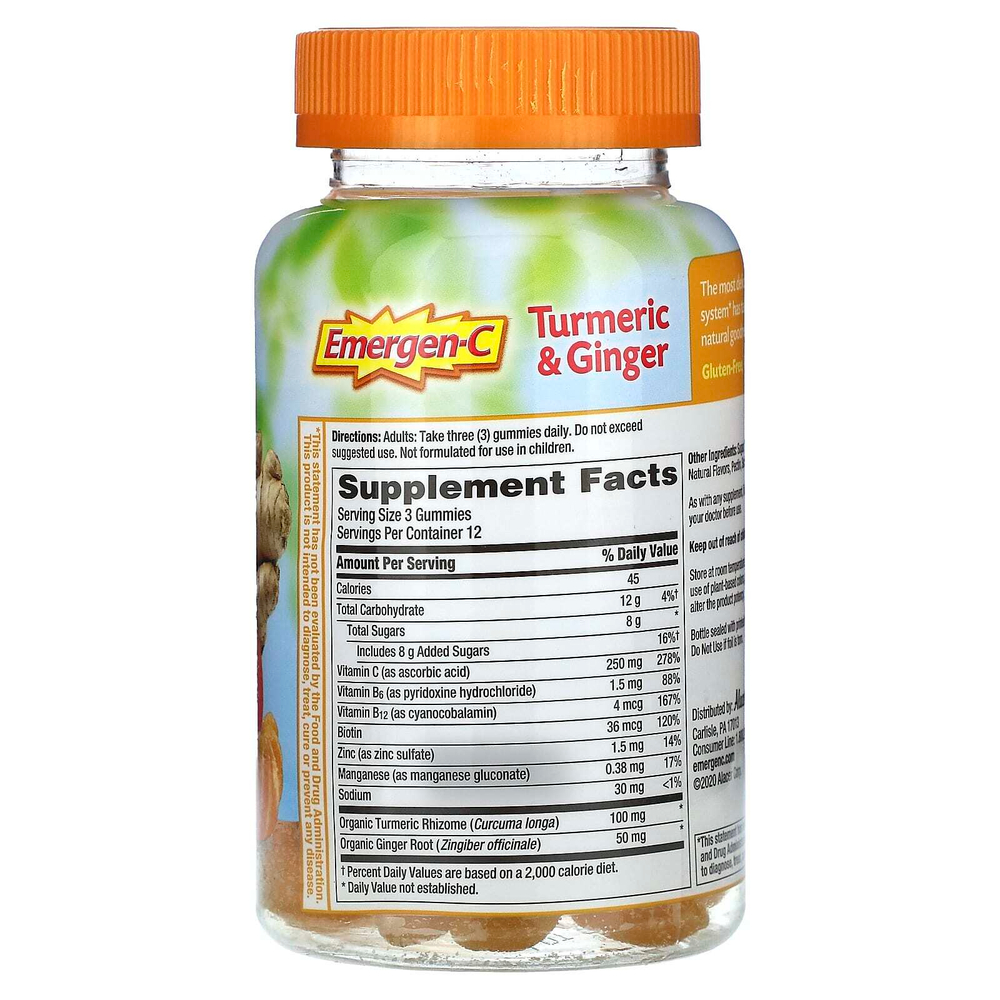 Emergen-C, Куркума и имбирь, цитрусовый и имбирь, 36 жевательных таблеток