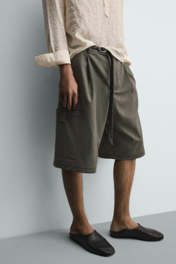 ZARA ШОРТЫ КАРГО RELAXED WIDE FIT, ТЕМНЫЙ РЫЖЕВАТО-КОРИЧНЕВЫЙ