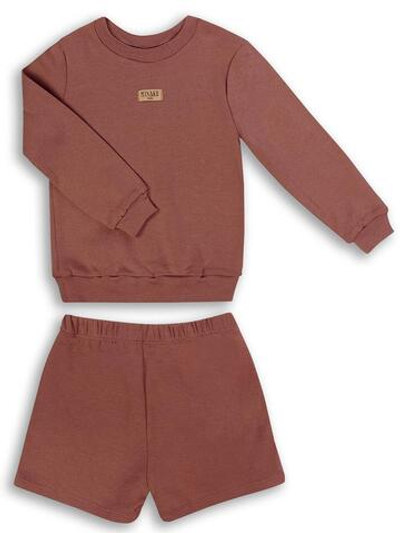 Костюм для мальчиков (свитшот, шорты) коричневый, р. 116 см (MINAKU)