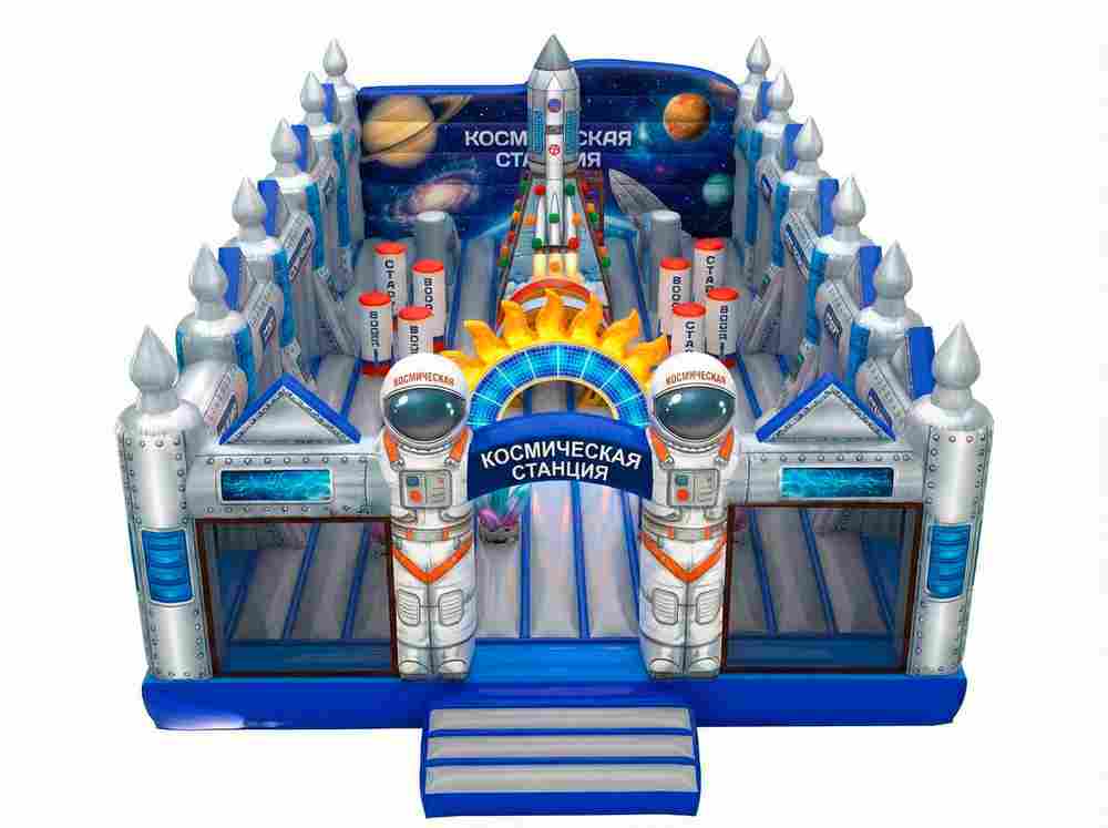 Коммерческий надувной батут «Космическая станция», 12,1×7,1×3 м, без горки