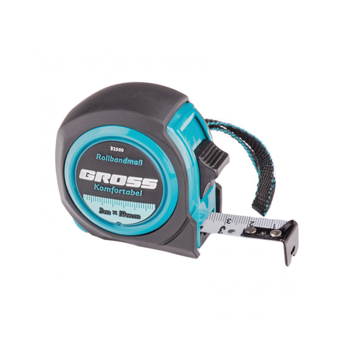 Рулетка Gross Komfortabel, с фиксатором, обрезиненная, 3 м x 19 мм