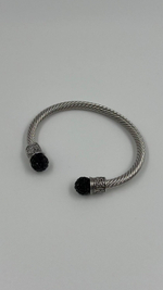 Браслет кафф с чёрными кристаллами