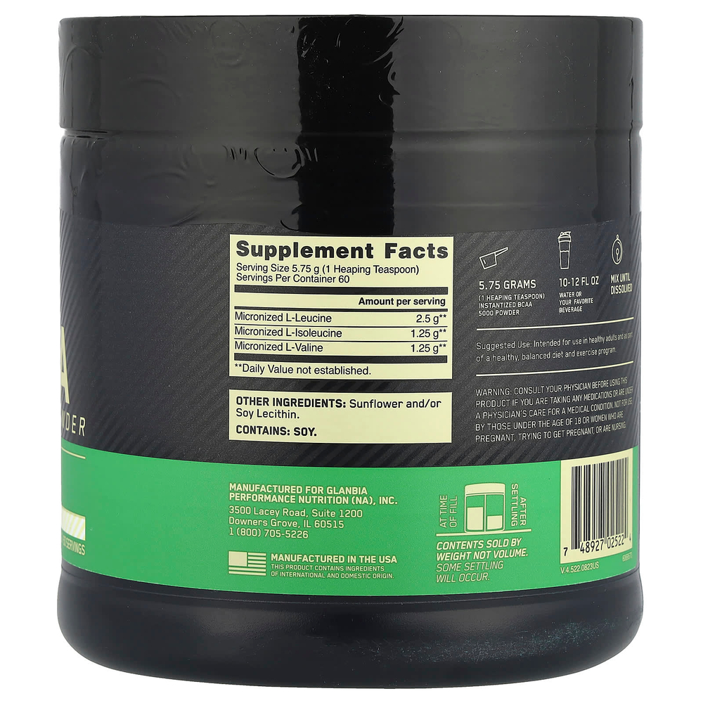 Optimum Nutrition, BCAA 5000, растворимый порошок, без добавок, 345 г (12,16 унции)
