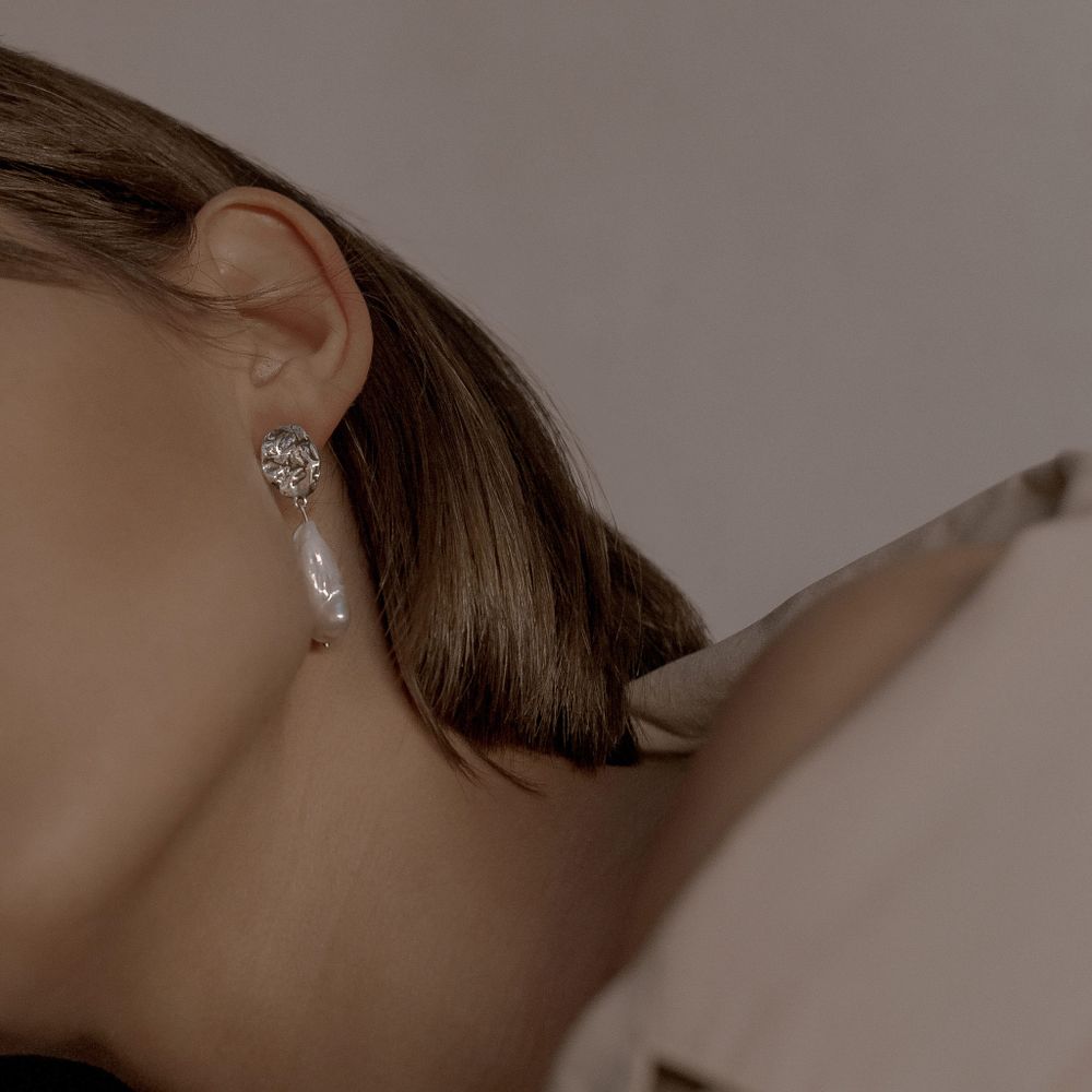 Серьги Капли с жемчугом