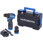 NORDBERG (NE104K) Шуруповерт аккумуляторный макс.диам. сверла 10 мм, 16 В, 60 Нм с 2 аккум. и зар.устр