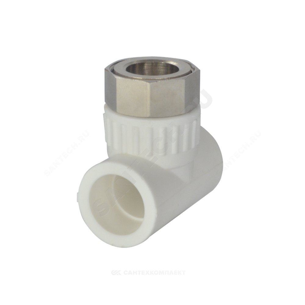 Тройник PP-R комбинированный белый Дн 20х3/4" с накидной гайкой VALFEX 11140120