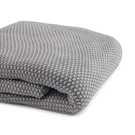 Плед из стираного хлопка серого цвета Essential, 130х180 см