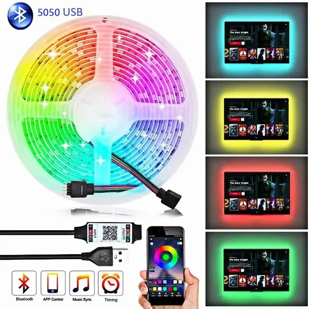 Светодиодная умная световая лента с дистанционным управлением RGB5050 DIY инфракрасная Bluetooth-световая лента 16 ламповых бусин/метр 10 м