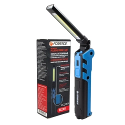 Лампа светодиодная аккумуляторная с магнитом(5W/3WCOB,150/360Lumen,3.7V,2000mAh,t зарядки 4ч,USB провод,защита гнезда зарядки,поворотная 270гр) Forsage F-EL2301