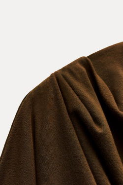 ZARA АСИММЕТРИЧНЫЙ ТОП С ЭФФЕКТОМ ПОТЕРТОСТИ, СВЕТЛО-КОРИЧНЕВЫЙ