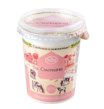 Сметана "Молочный гостинец" 15% 380г. Минск