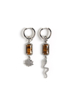 Серьги "Snake Lotus" с тигровым глазом Silver