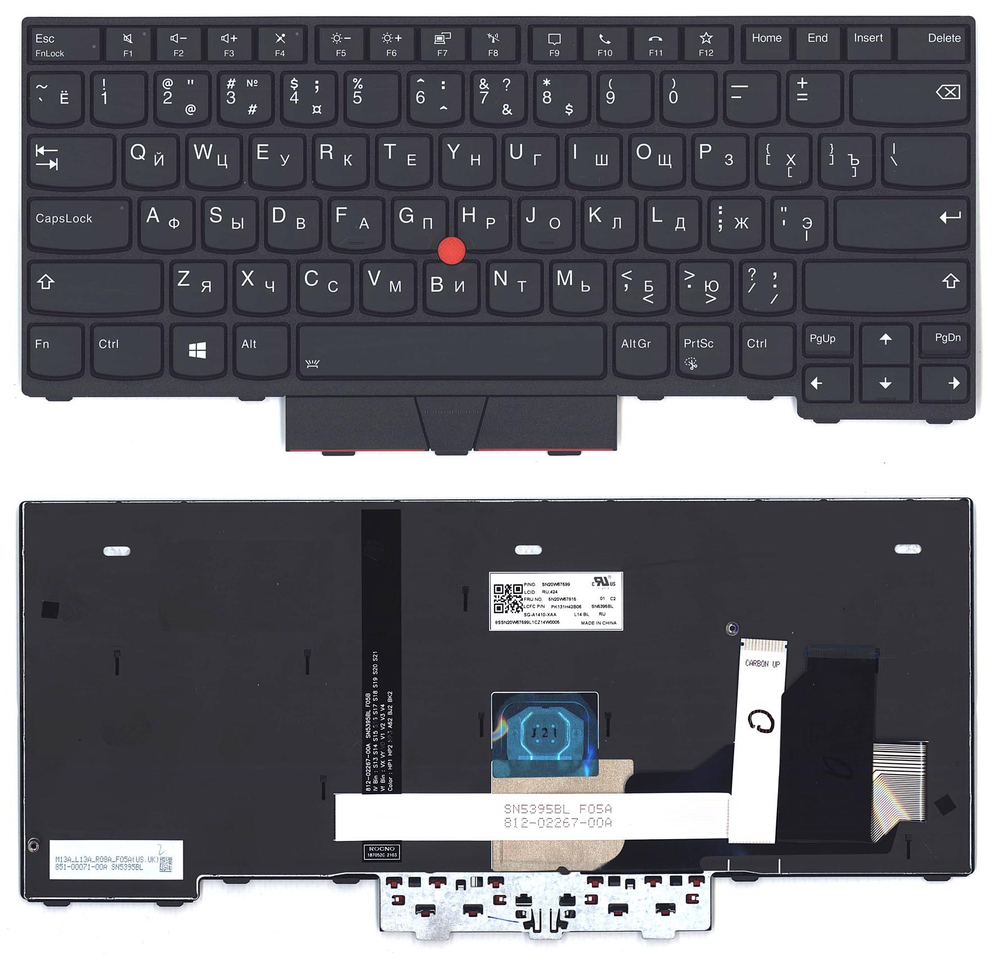 Клавиатура для ноутбука Lenovo ThinkPad L14 gen 1/2 черная с подсветкой