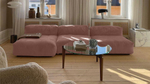 Диван с оттоманкой Фиджи (малый) Cilium Coral 315*137*62 см, Розовый Вельвет Нераскладной Фиеста