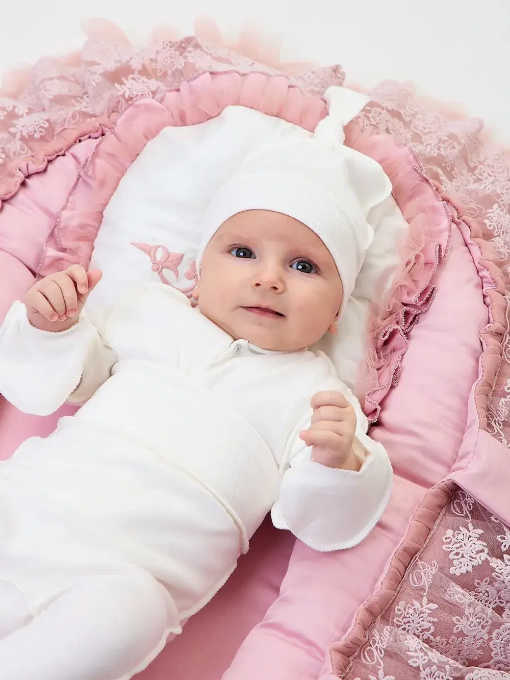 Кокон гнездышко для новорожденного с подушечкой