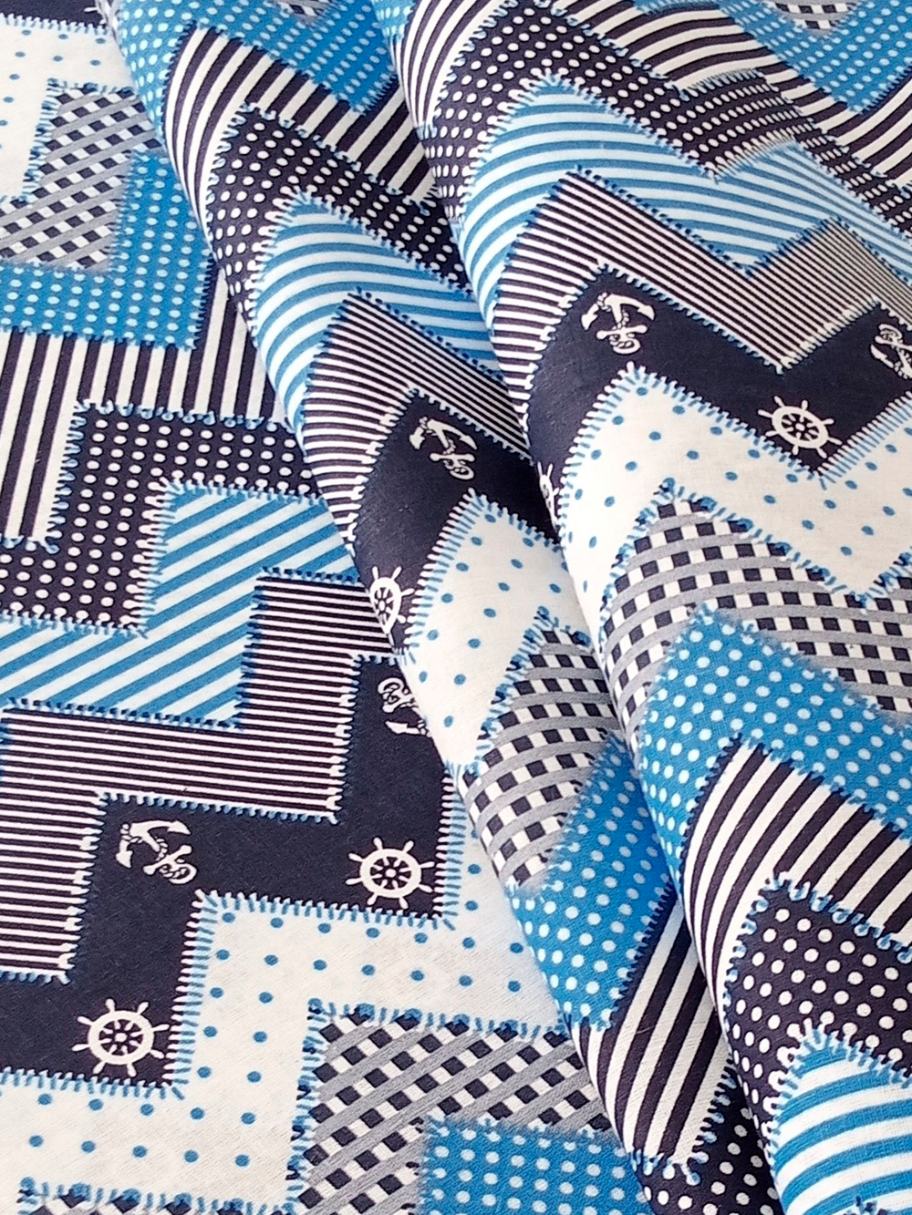 Ткань бязь плательная, рис. "Морской", ширина 150 см, арт. 106