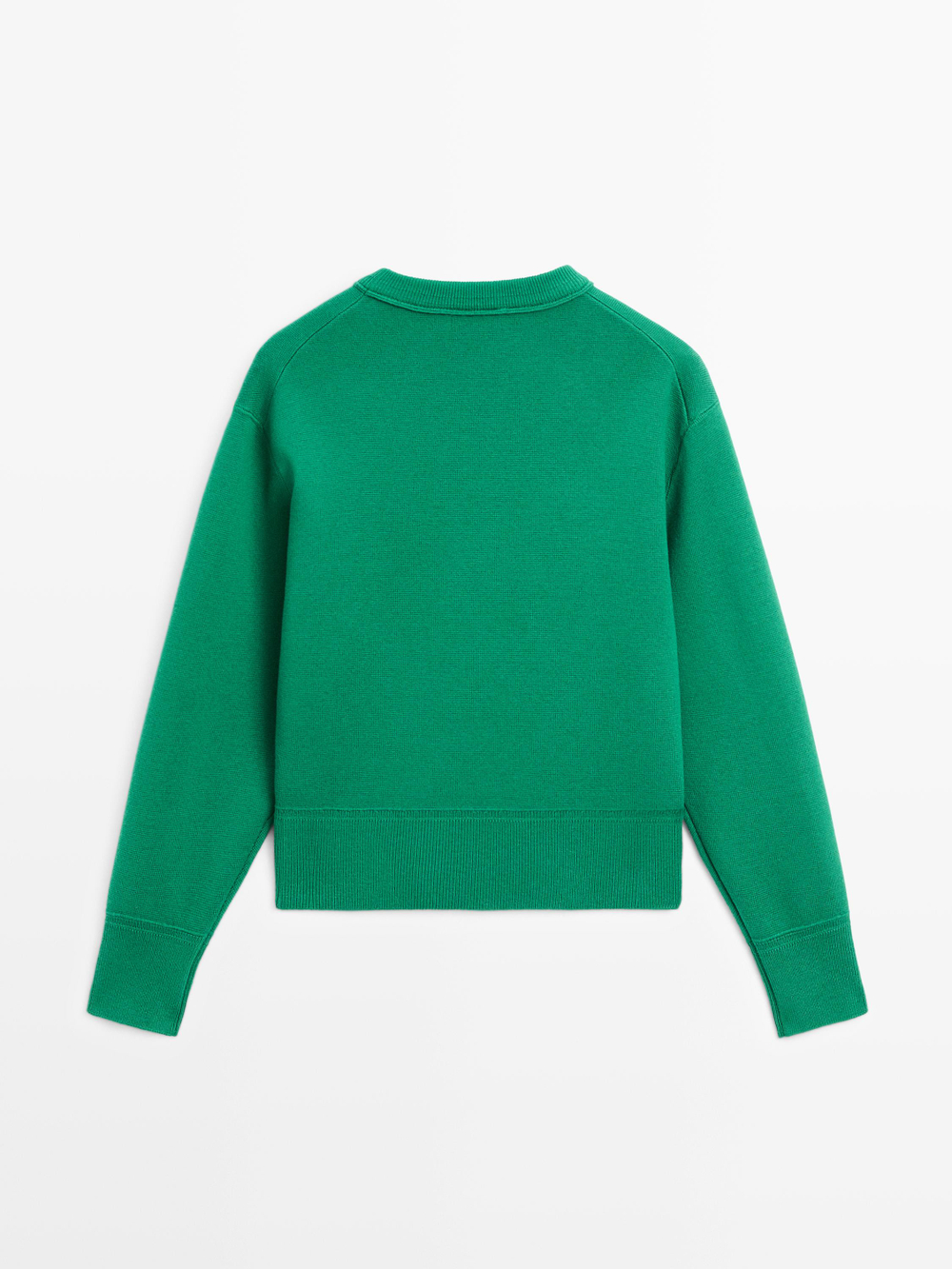 Massimo Dutti Хлопковый вязаный свитер, зеленый